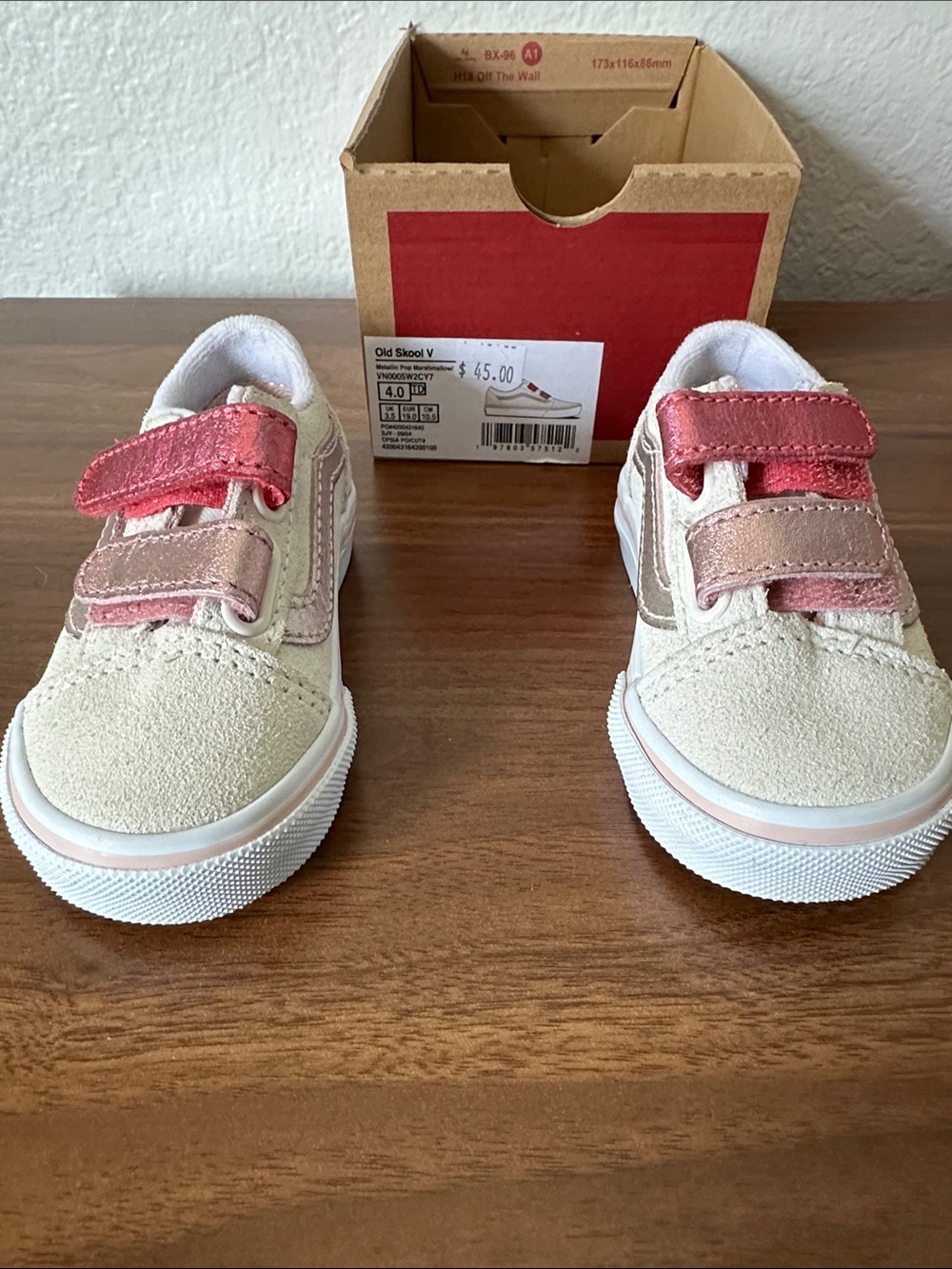 NWT Vans Old Skool Toddler Sneakers Metallic Pop Marshmallow, Size Toddler 4 - Picture 3 of 6